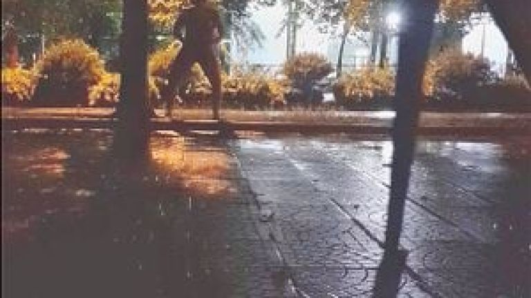 nude in the street, be caught and cumming