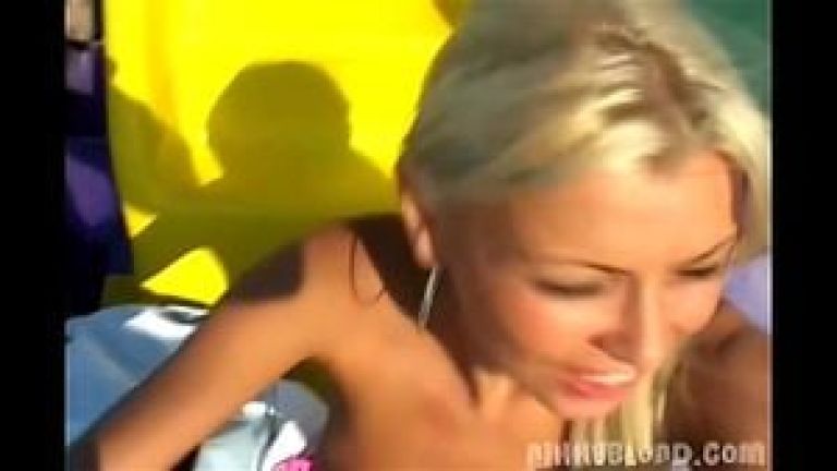 NikkyBlond with sexy body Handjob Orgasm at the Boat