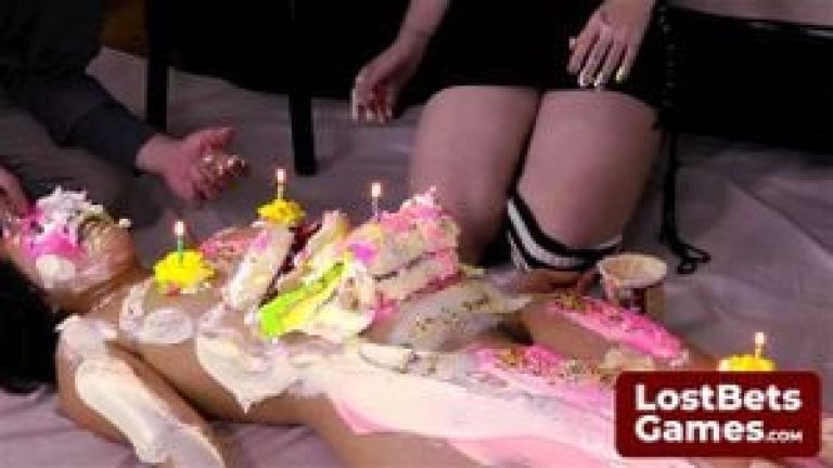 Birthday girl in a birthday cake Strip Torange game