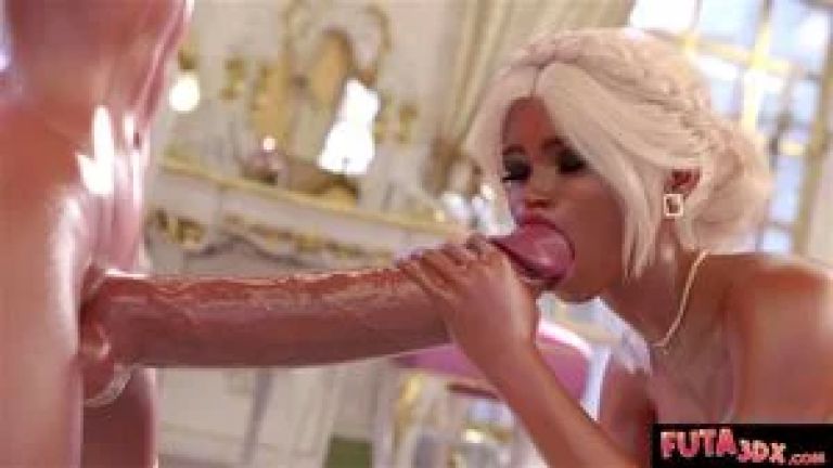 FUTA 3DX - Blonde Futa and Brunette Share Big Dick in Imperium