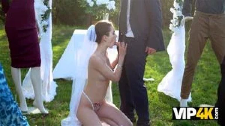 VIP4K. A Young Bride with a Beautiful Body Rides her Husband on their Wedding day