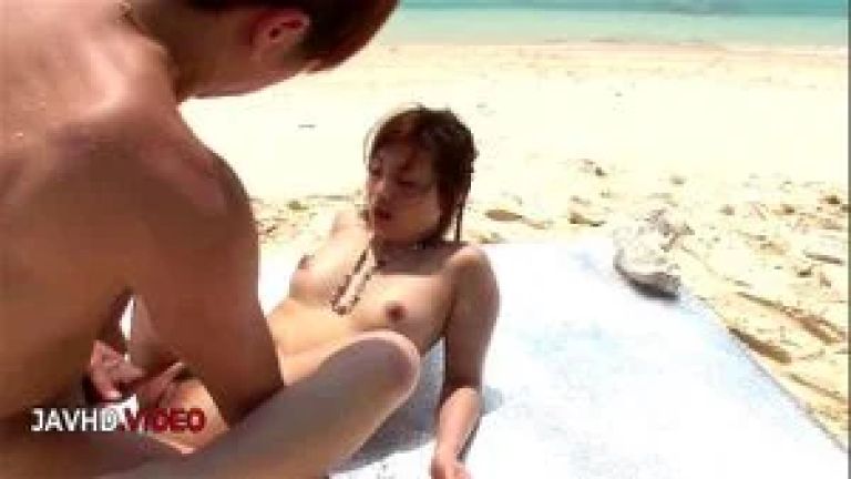 Mayuka Akimoto's Beach Threesome Ends in Creampie Surprise