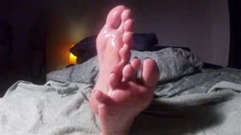 Cum on pretty red pedicured feet