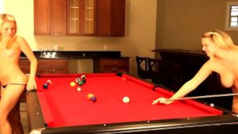 Lesbian Teen Lil Kelly Striptease While Playing Pool