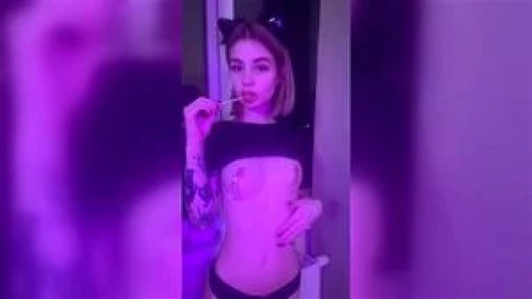 Alt girl gets wild and strokes her sensitive pussy for the camera