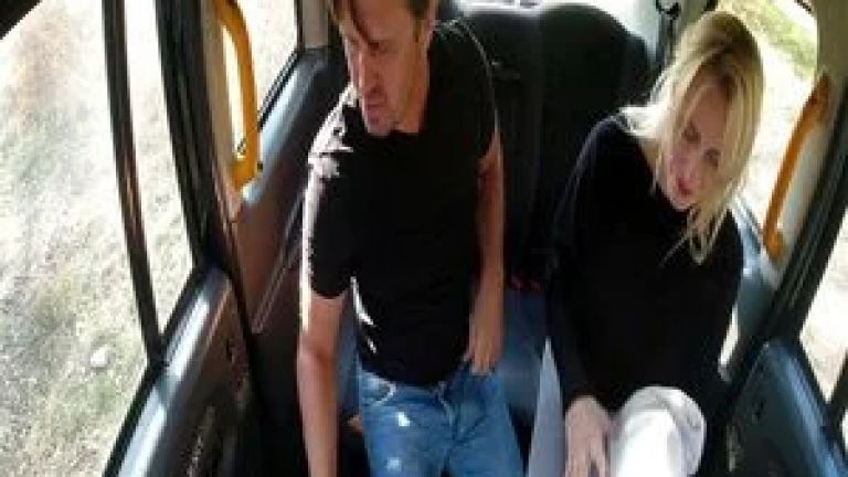 Sexy blonde widow got it hard in the taxi