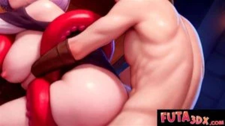 FUTA 3DX - Purple-Haired Futa Gets Stuck and Doggystyled